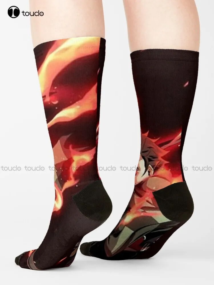 

Demon Tanjiro Anime Demon Slayer Socks Women Halloween Socks Cute Pattern Funny Autumn Best Cartoon Street Skateboard Socks Gift