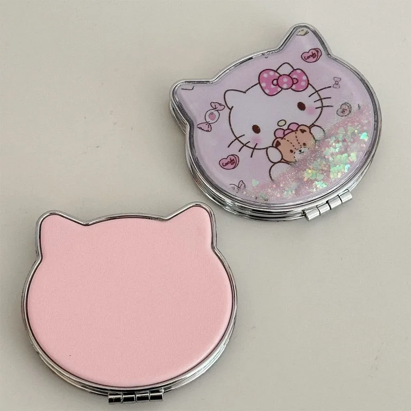 Kawaii Sanrio Hello Kitty маленькое зеркало с струящимся песком портативное