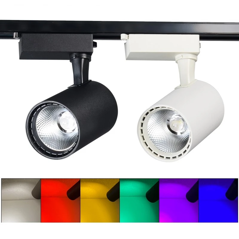 

RGB LED Track Light COB 12/15/20/30W Colorful Track Spot Lights Rotatable Stage KTV Shop Bar Adjustable Spotlight AC220V