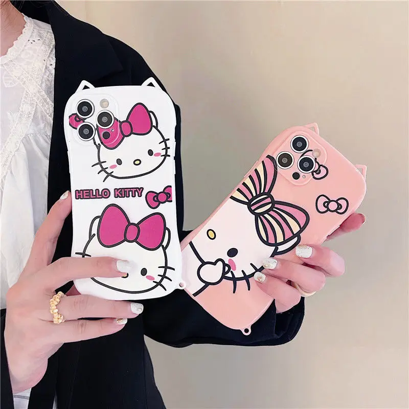 

Cartoon cute Hello Kitty all-inclusive phone case for iphone 11 12 13 Pro Max X XSMAX XR 7 8p Girl mobile phone soft shell