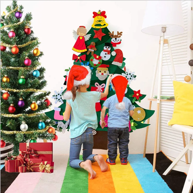 

Фетровая Рождественская елка «сделай сам» для дома 2022, Рождественское украшение, рождественские подарки, новогодняя елка с Санта-Клаусом