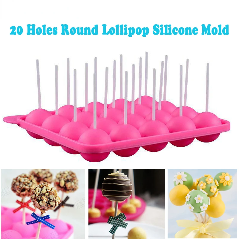 

Silicone Round Lollipop Mold 20 Holes Spherical Chocolate Moulds Candy Maker Pop Lollipop Molds Cake Mould Baking Cake Tools Acc