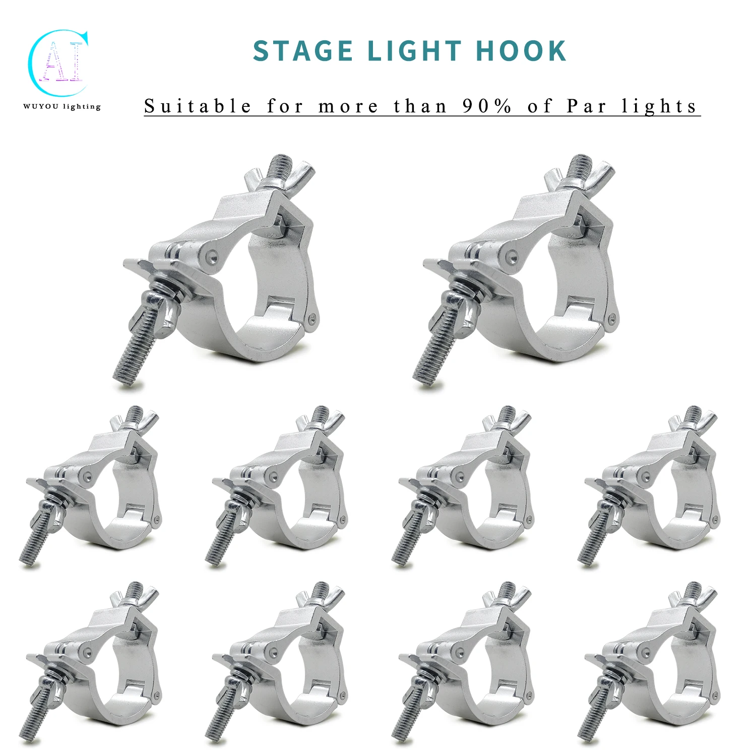 10Pcs/lots Alumimun Alloy Hook Stage Lights 48-51mm 100kg Clamp Hanger Truss Bracket Stage Heavy Duty Hooks Theatre lighting Kit