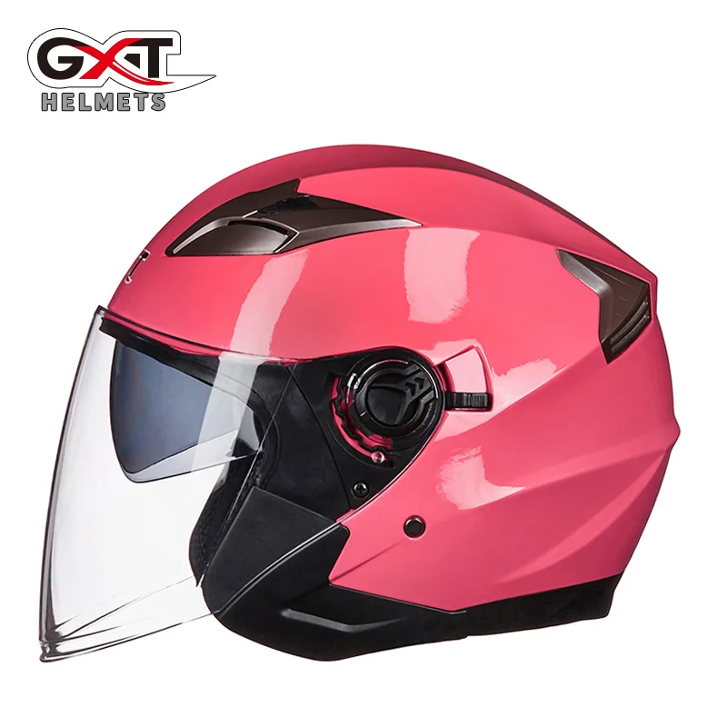 

New GXT summer double lens motorcycle helmets half Face helmet Motorbike Helmet electric safety helmet for women men Moto Casque