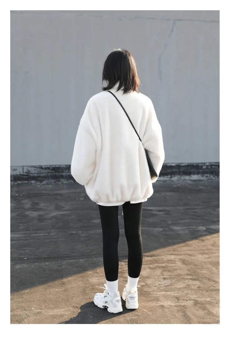 2022 New Winter Women's Lamb Wool Thick Coat Street Fashion Women's Casual Thick Coat Solid Color Women's Loose Wool Coat