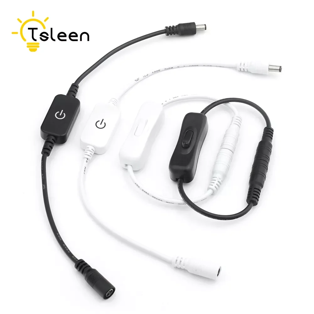 

Switch On Off with Female Male Power Cable 5.5x2.1mm DC Connector Switch DC 12V 24V for CCTV Camera LED Strip Light