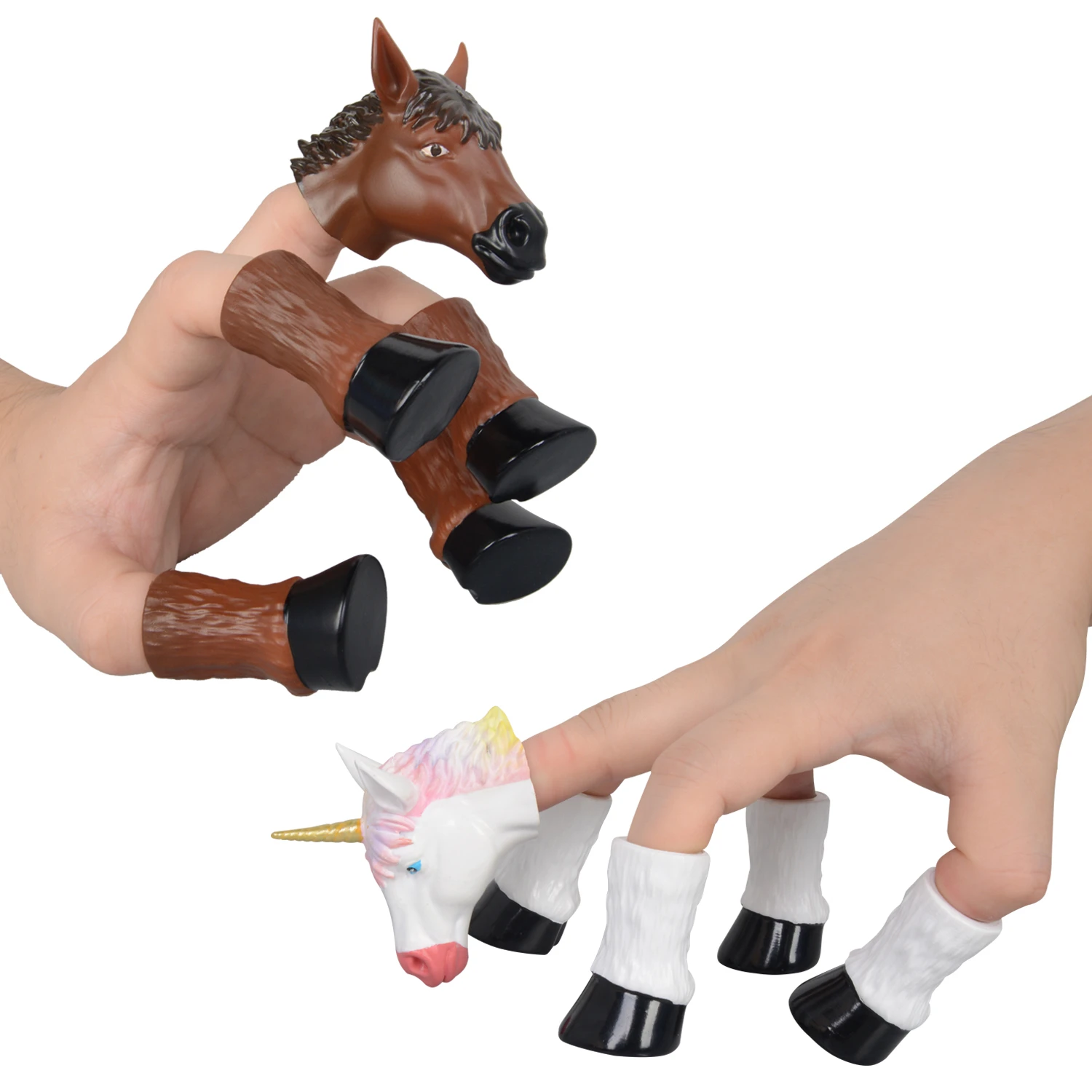 

New Cute Unicorn & Horse Fingers Puppet Tiny Hand Animal Figure Treasure Toys Prizes Kids Birthday's Halloween Party Prop Gift