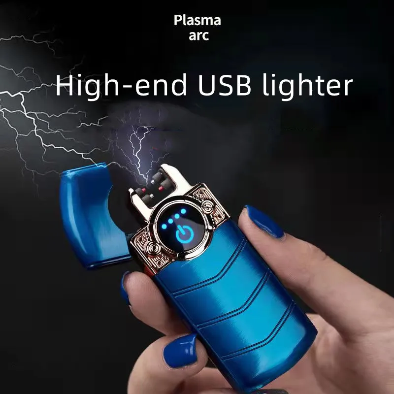 

Электрическая зажигалка с двойной дугой, сенсорная Индукционная плазменная зарядка, USB-зажигалка, изысканный подарок для мужчин, маленький ...