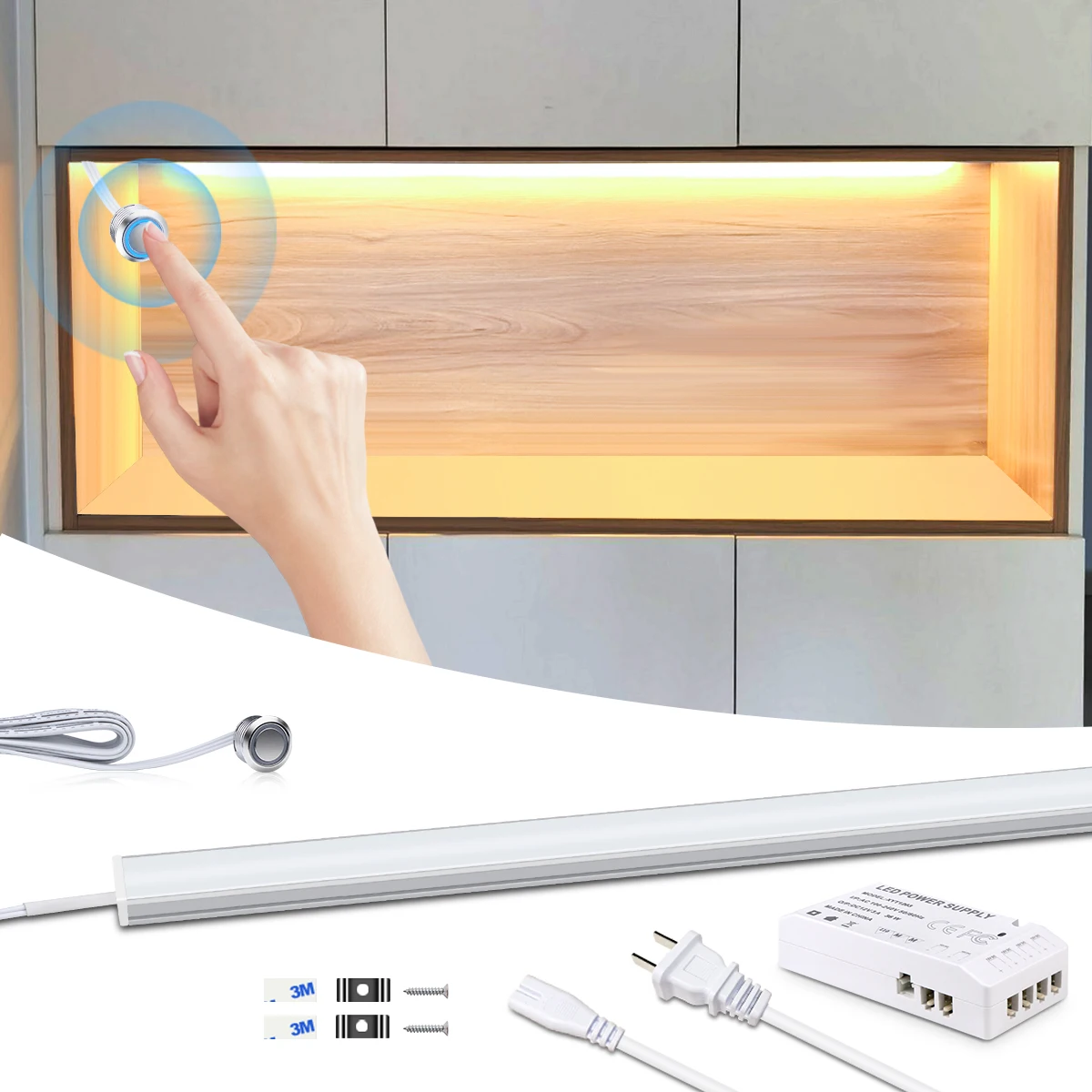 

12V Touch Sensor Dimmable Switch Under Cabinet Light LED Closet Light For Closet Showcase Kitchen Bedroom Aluminium Tube Lamp