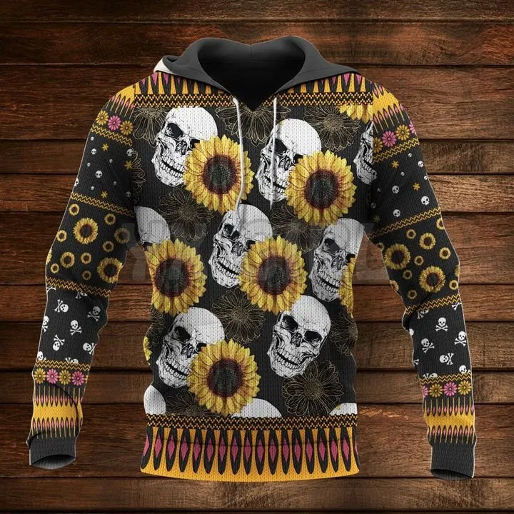 

Christmas Skull Sunflowe 3D All Over Printed Hoodies Streetwear Casual Unique Men's For Women's Hoodie/Sweatshirt/Zipper Hoodies