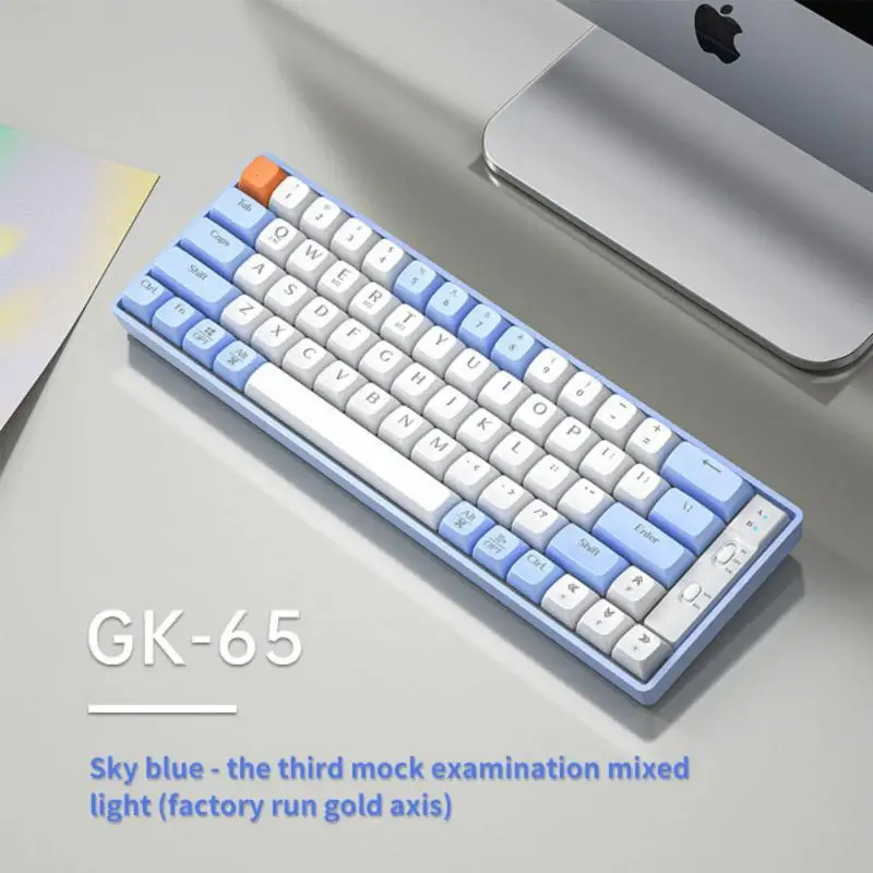 

Проводная игровая клавиатура с подсветкой типа c, универсальная Беспроводная Bluetooth клавиатура с 65 клавишами, три режима, для ноутбука, ПК, эр...