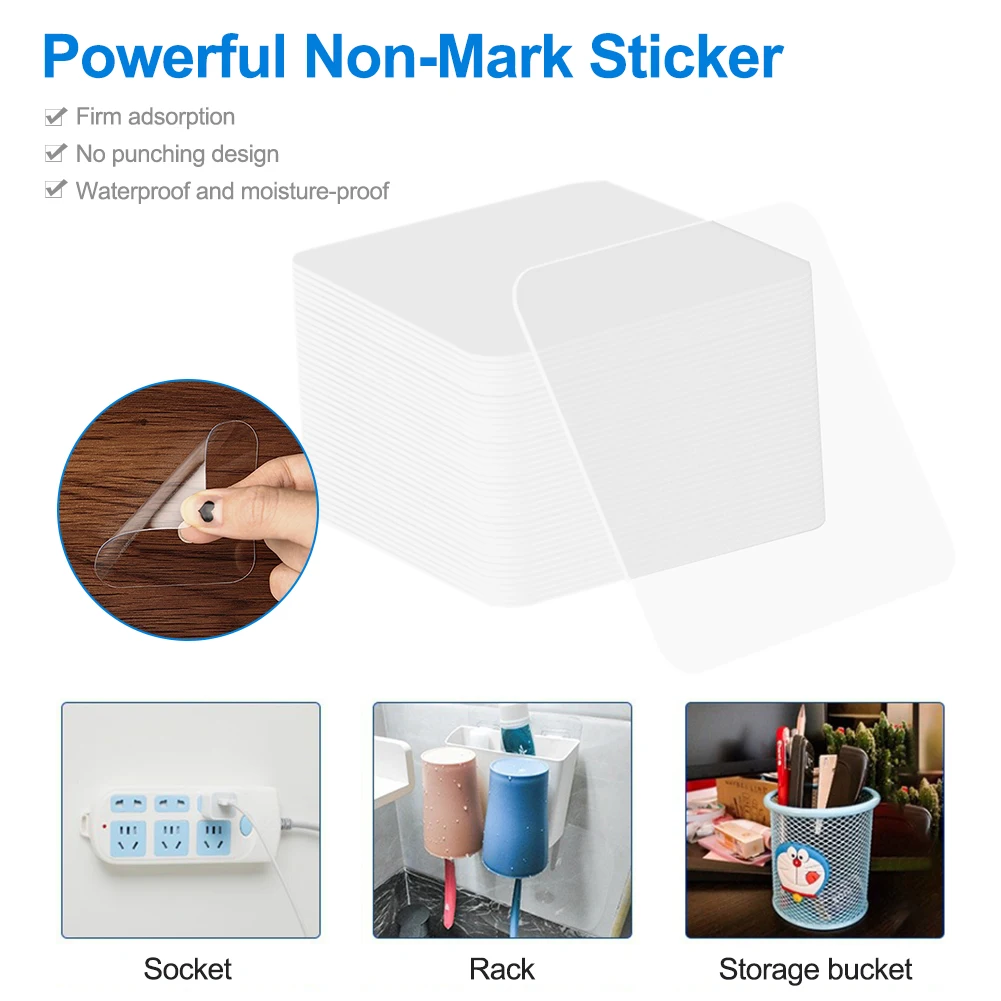 

10 Pcs Powerful Non-Mark Sticker Photo Wall Auxiliary Double-Sided Pendating Fixed Two-Sided Bathroom Waterproof Viscose Tape