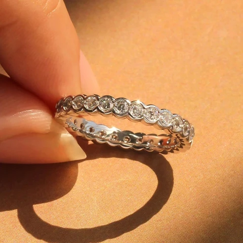 Женское тонкое кольцо CAOSHI, яркое круглое кольцо с фианитом, Ювелирное Украшение для повседневной жизни, универсальные аксессуары в подарок