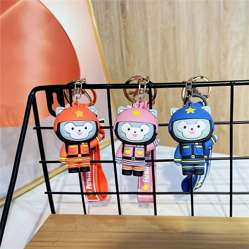 

Модный брелок с мультяшным котом, милые брелки с трехмерным пожарным, забавные брелки для телефона, сумки, автомобиля, брелок с подвеской
