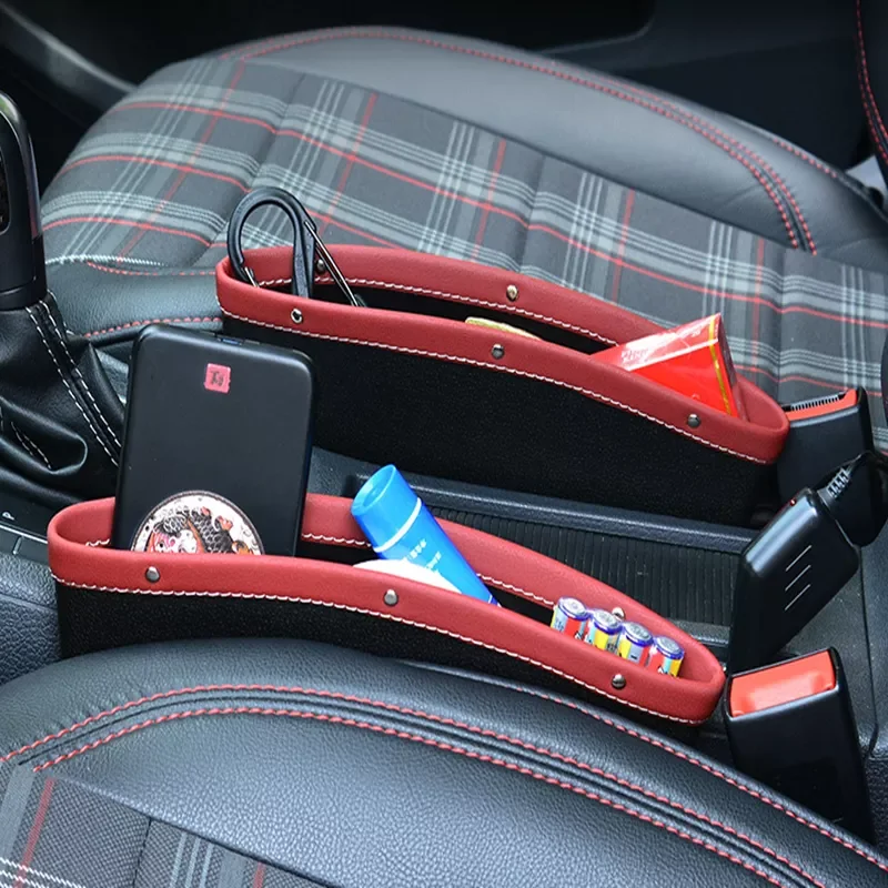 

Organizer Storage Car Seat Slit Gap Pocket Multifunctional Driver Seat Catcher Cup Holder Car Accessories PU Leather