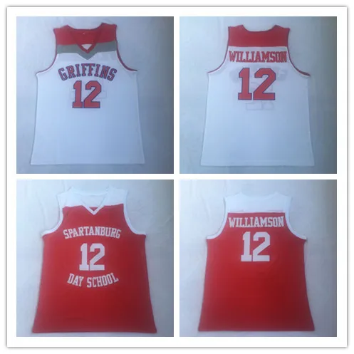

Высококачественная футболка для баскетбола #12 Zion Willamson Spartanburg Griffins day school с вышивкой