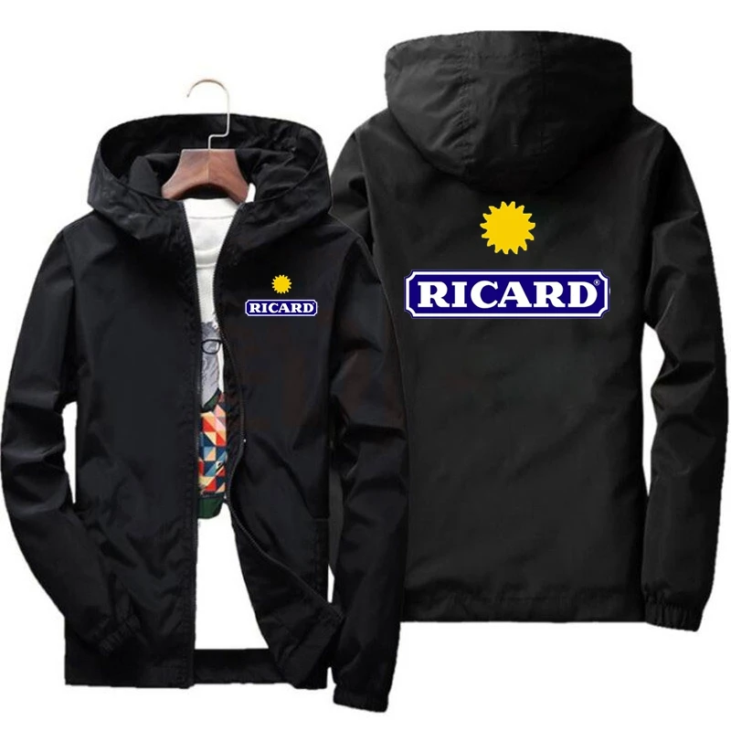 RICARD men's casual hooded bomber jacket spring and autumn hip-hop plus size windbreaker sportswear zipper jacket men's jacket