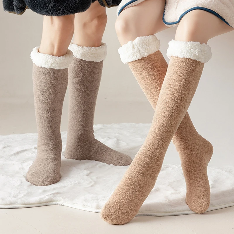 Women's Winter Thermal Wool Boots Socks For Women Harajuku Long Warm Fleece Socks Christmas Socks Xmas Gift Floor Thick Stocking