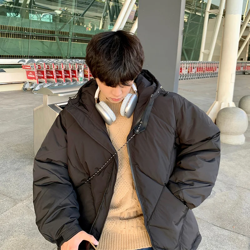 Winter Jacket Men Warm Fashion 3-color Thickened Hooded Jacket Men Streetwear Korean Loose Thick Short Coat Mens Parker Clothes