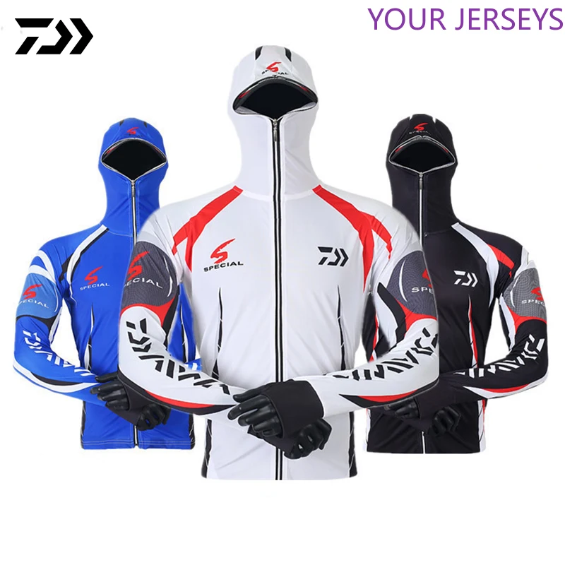 

Daiwa Clothes Summer Fishing Shirts Jackets Ice Silk Quick Dry Sports Clothing Sun Protection Anti-UV Breathable Fishing Hooded