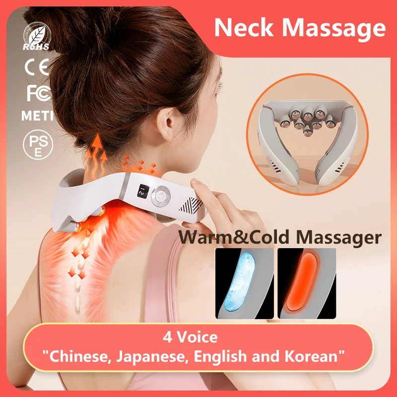 

Smart Voice Neck Massage 2/6/8 Heads Hot Cold Electric Cervical Healthy Body Relaxation For Back Shoulder Physical Massager