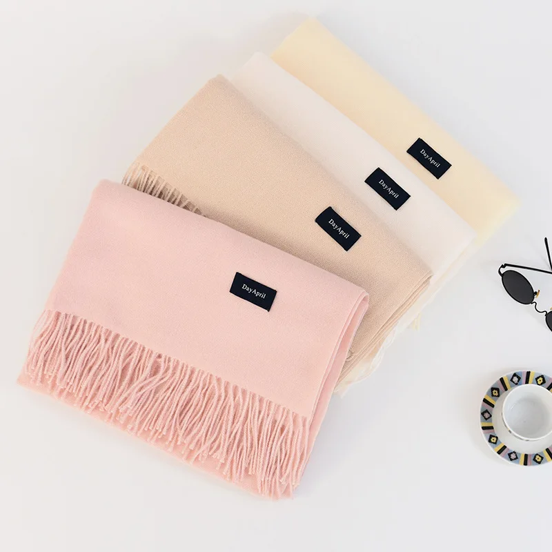 

Elegant Solid Cashmere Scarf Women Luxury Brand Men Long Scarves Pashmina Shawl Wraps Warm Tassel foulard femme luxe marque 2022