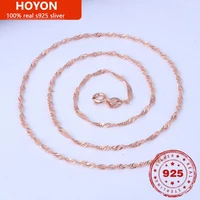 hoyon 2022 new simple womens jewelry clavicle chain 925 sterling silver ladies yellow gold white gold necklace water wave chain