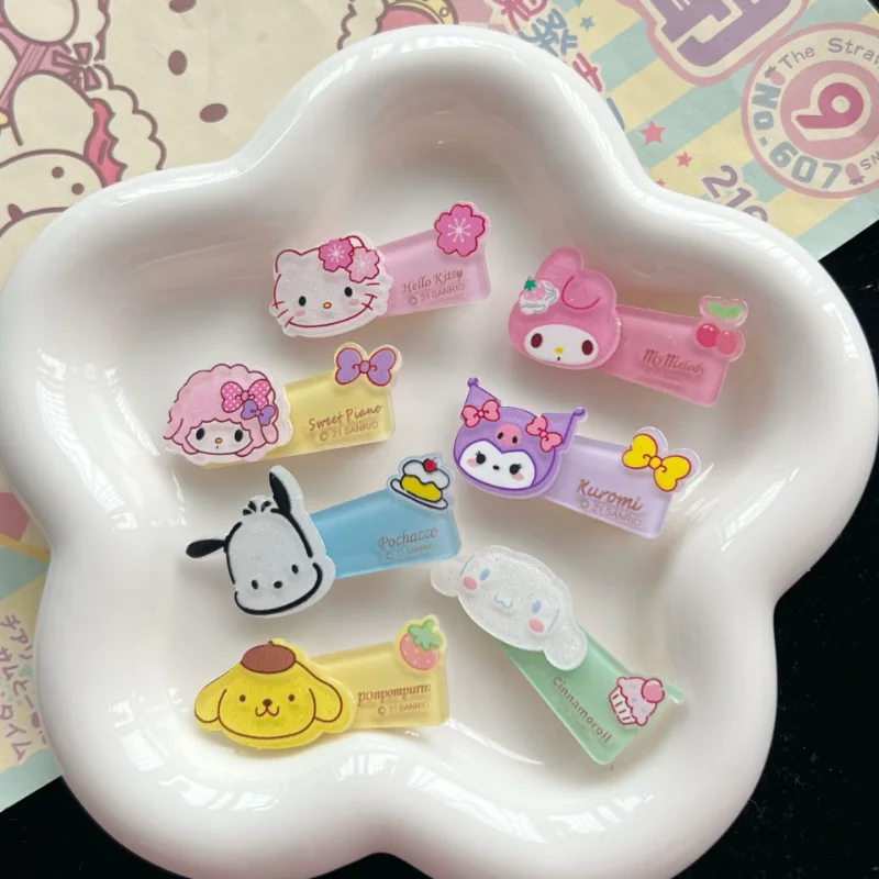 

10PCS/Set Sanrio Hello Kitty Girls hair clip kawaii Kuromi Cinnamoroll Pochacco Sweet pink princess anime DIY Hair Accessories