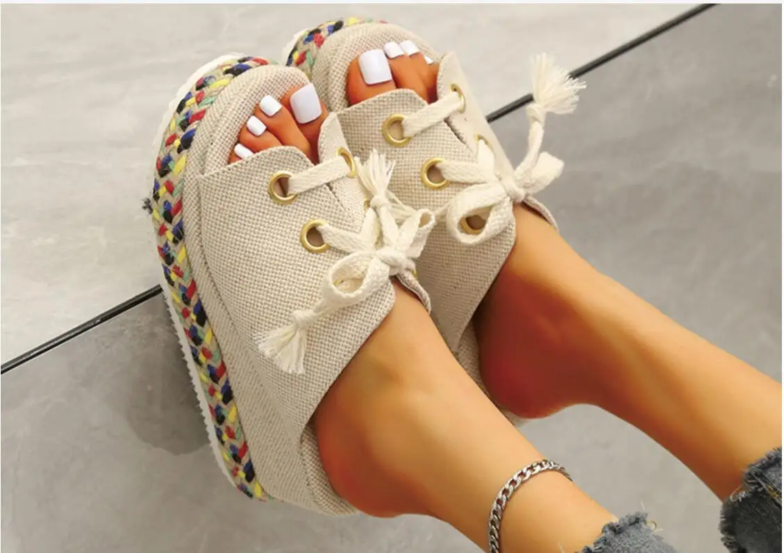 Platform Women Slippers Wedges Shoes Pumps 2022 New Summer High Heels Sandals Beach Slides Casual Flip-flops Women Shoes