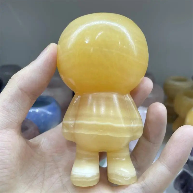 

1PC Natural Yellow Calcite Doll Candlestick Crystals Carved Gemstone Healing Reiki Statue For Home Decoration