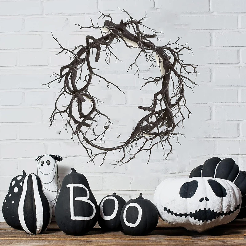 1 шт. пластиковый венок на Хэллоуин праздничная имитация дерева глицинии черный