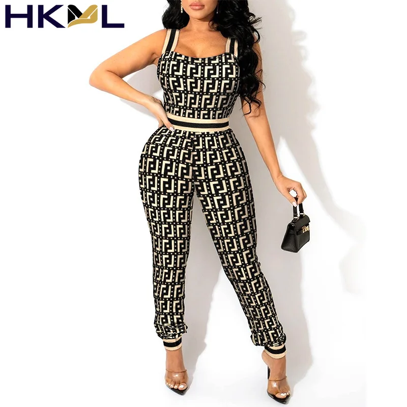 

Women Pencil Pants Jumpsuit Solid Geo or Plaid Print Sleeveless Suspenders Backless Sexy Jumpsuit 2022 New