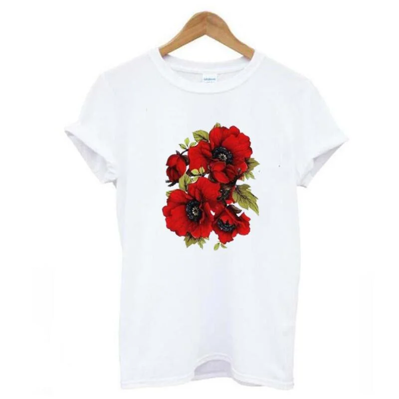 

Short Sleeve Hipster T Shirt Women Tops Fashion Floral Flower Tee Shirt Femme Casual Harajuku Tshirt Camiseta Mujer