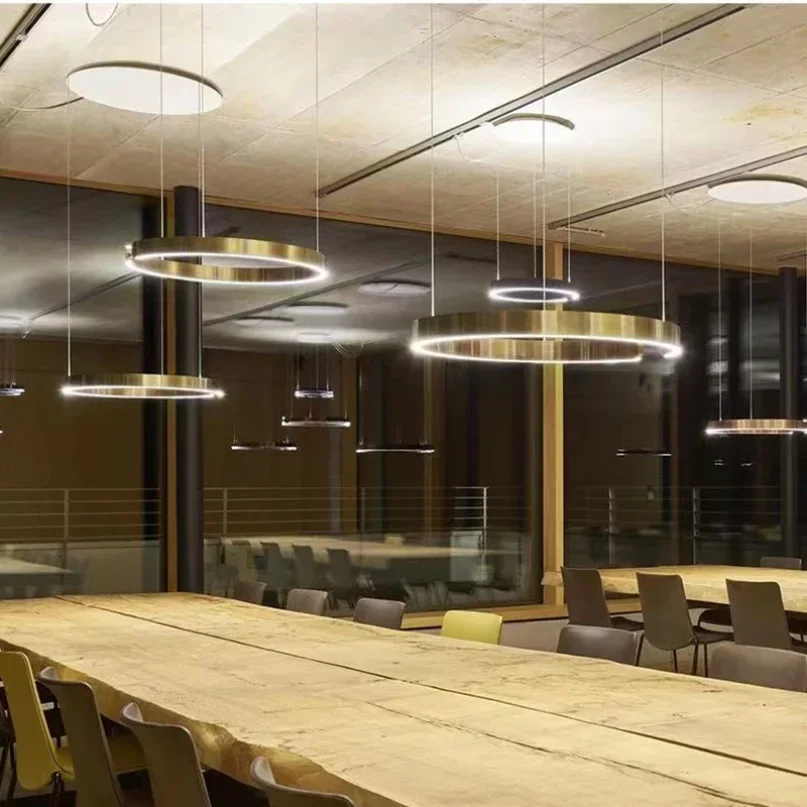 Современная круглая кольцевая лампа в скандинавском стиле зеркальная Люстра для