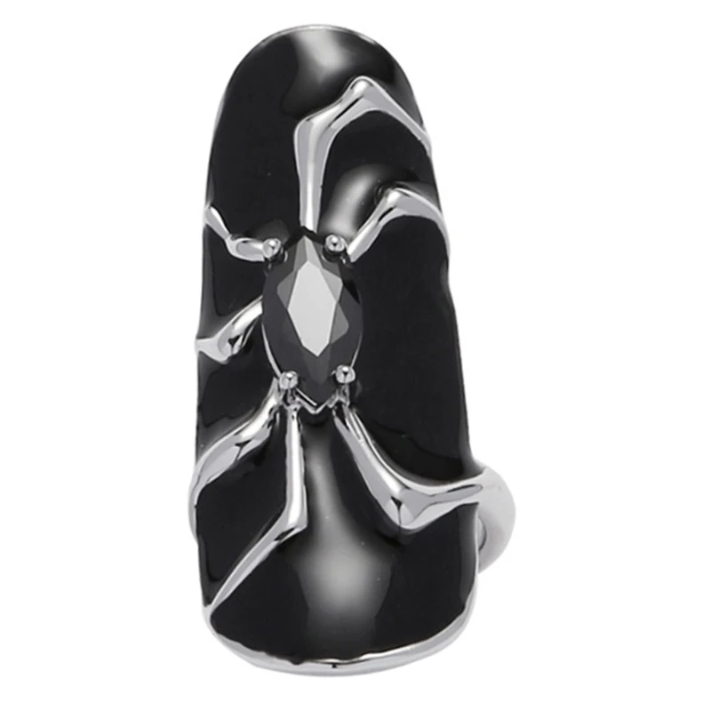 

Кольца на палец в стиле готического паука, кольца в стиле панк-паука, черный циркон, женские геометрические кольца для ногтей на
