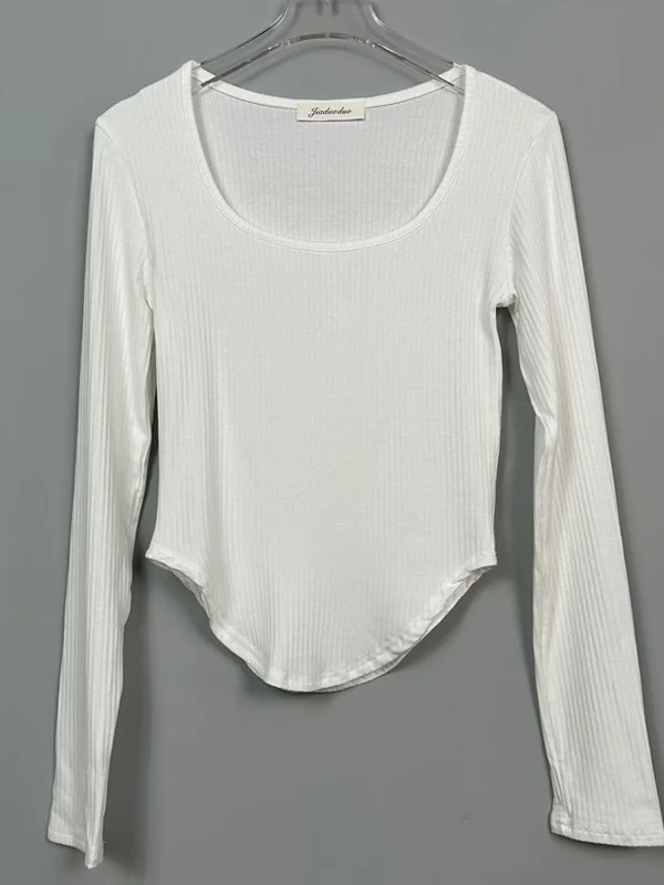 Осенняя корейская версия новый пуловер с квадратным вырезом и длинными рукавами