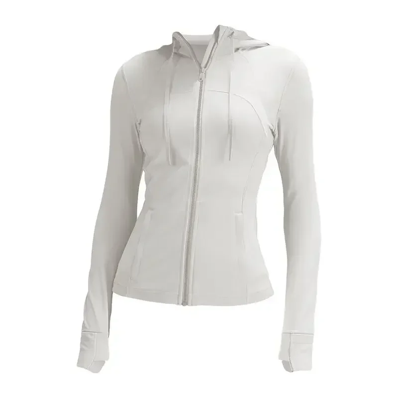 Women's custom Yoga jacket Gym Workout top Zipper hoodie running Blazer Hoodie with thumb hole