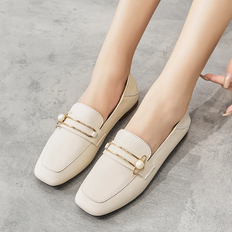 

Туфли женские на низком каблуке, балетки, квадратный носок, с пряжкой, без застежки, удобные лоферы, обувь на весну