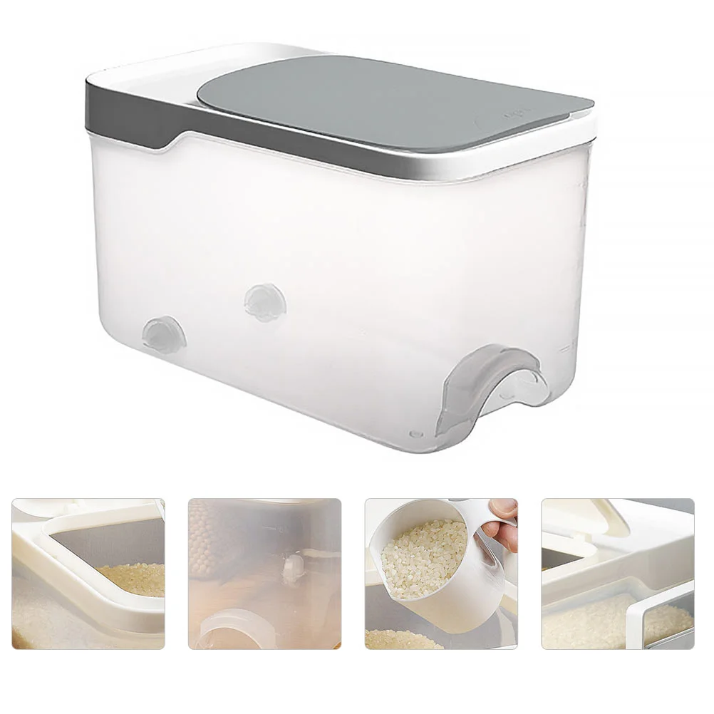 

Storage Rice Container Dispenser Bin Bucket Flour Containers Kitchen Grain Cereal Box Dog Airtight Dry Sealed Tank Holder Large