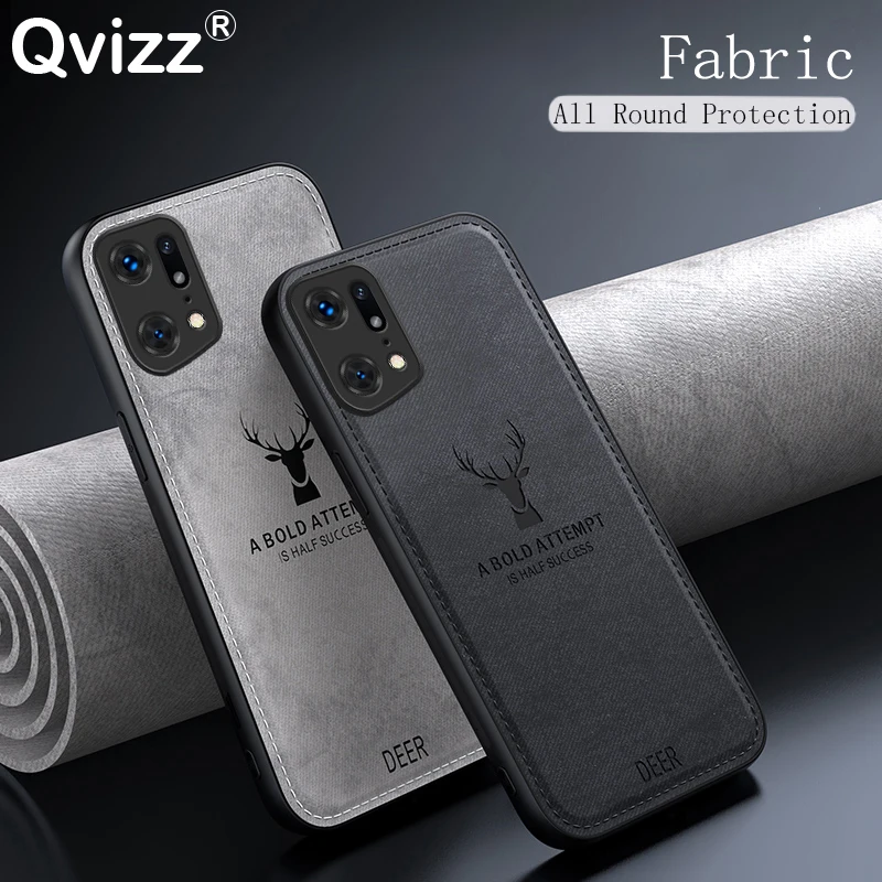 

for Oppo Find X5 Pro Phone Case Fabric Luxury Deer Cloth Soft Edge Hard Cover OppoFindX5Pro PFEM10 CPH2305 PFFM20 PFFM10 CPH2307