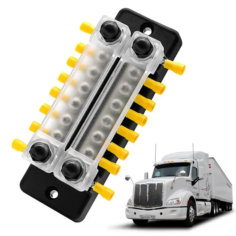 

Bus Terminal Block 6-Way Terminal Distribution Block Busbar Nickel Plated Brass Power Distribution Block Bus Bar With Cover For