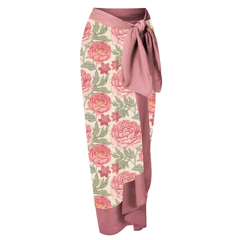 LANSWE Retro Print Deep V Peony One-Piece Swimsuit One-Piece 2023 Women Smock Swimwear Two-Piece Suit Summer Beach Wear Brazil