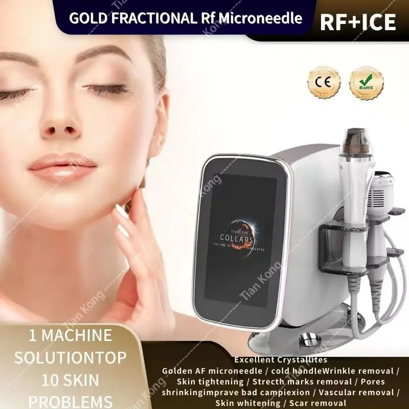 

Новинка 2023, портативный фракционный радиочастотный микроигл, Золотая машина для подтяжки и подтяжки кожи, Удаление прыщей против старения