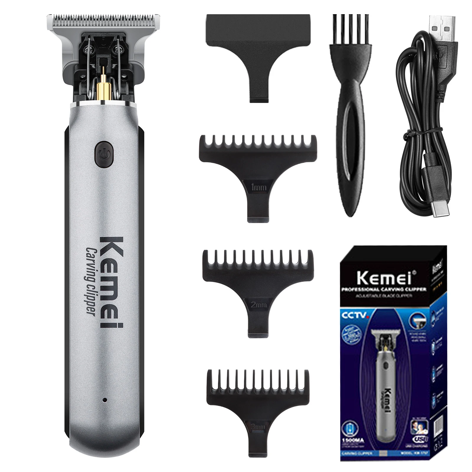 

Kemei Hair Clipper Beard Trimmer For Men Electric Shaver Razor Hair Cutting Machine USB Rechargeable Lithium Battery Hairdresser