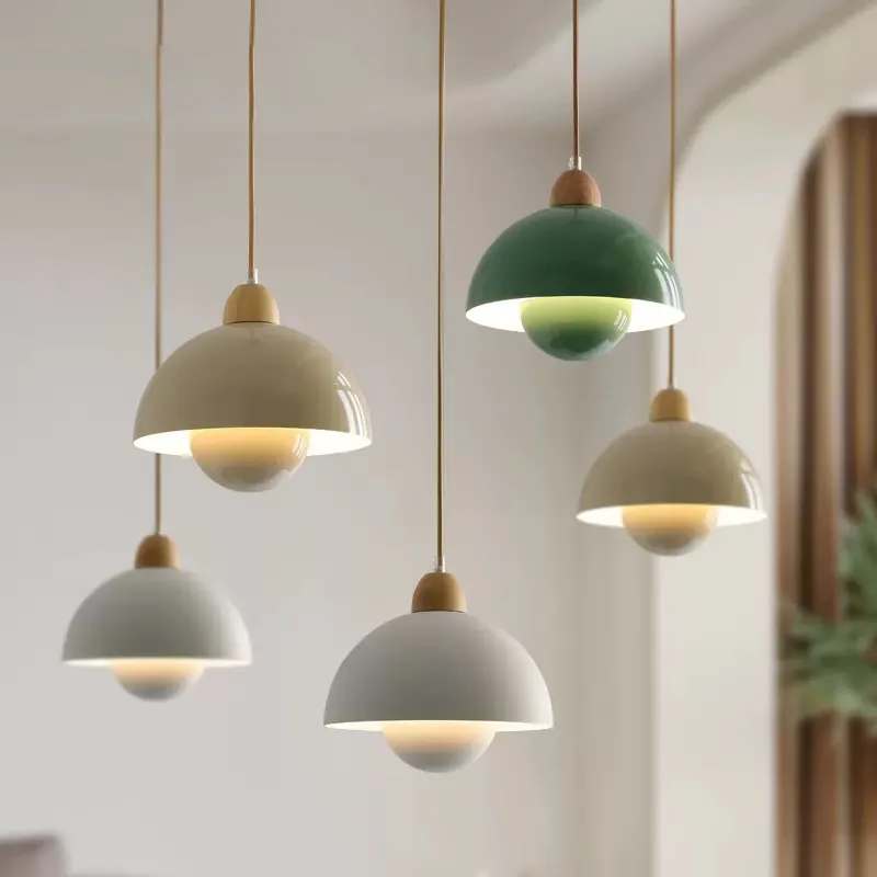 Nordic Classics Wood Pendant Lamps Restaurant Kitchen Hanging Light Creative Creamy Breeze Indoor lamps For Home Decor