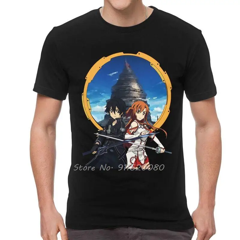 

Sword Art Online T Shirt Men's Cotton Print T-shirt Fashion Tshirt Anime Manga Sao Kirito Yuuki Asuna Tees Harajuku Streetwear