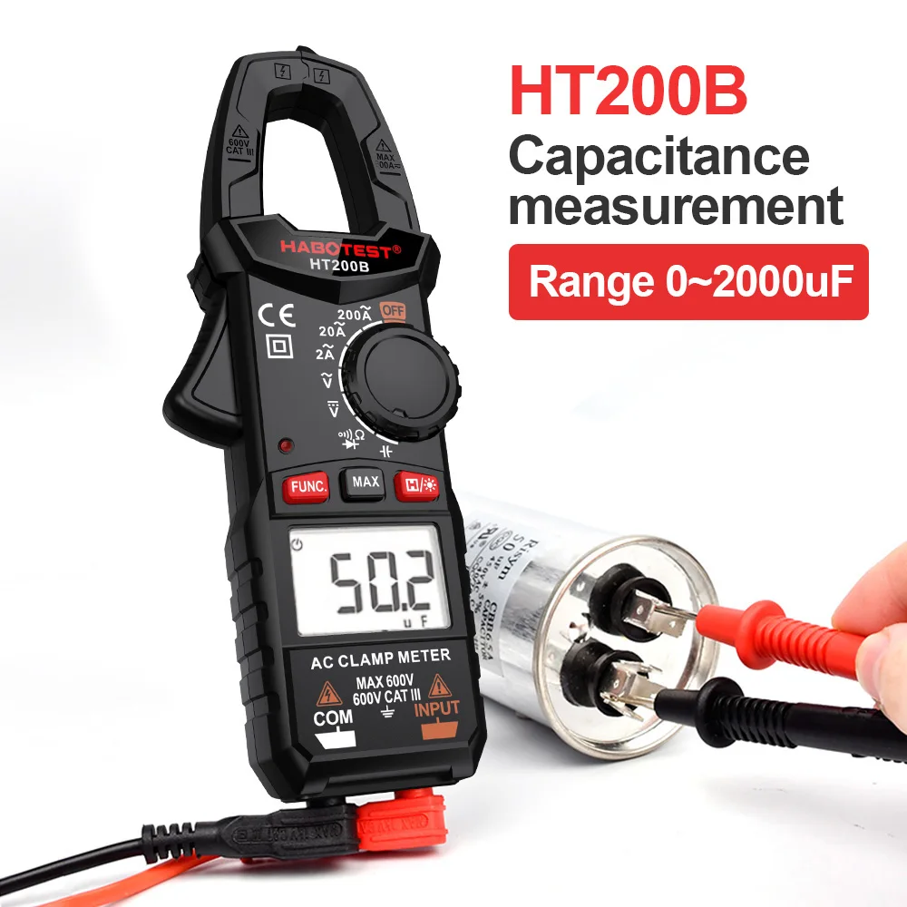 

Мультиметр HT200A Карманный с зажимом, портативный цифровой универсальный токоизмеритель, зажим, инструмент для электрика