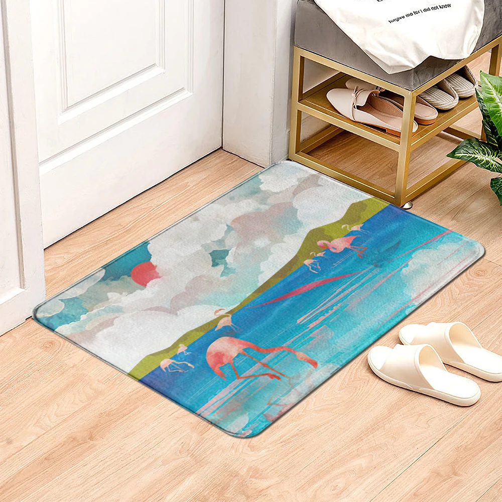 Flamingo Custom Beach Door Mat Hallway Balcony Kitchen Mats Anti-slip Rug Living Room Bathroom Carpet Doormats Bath |