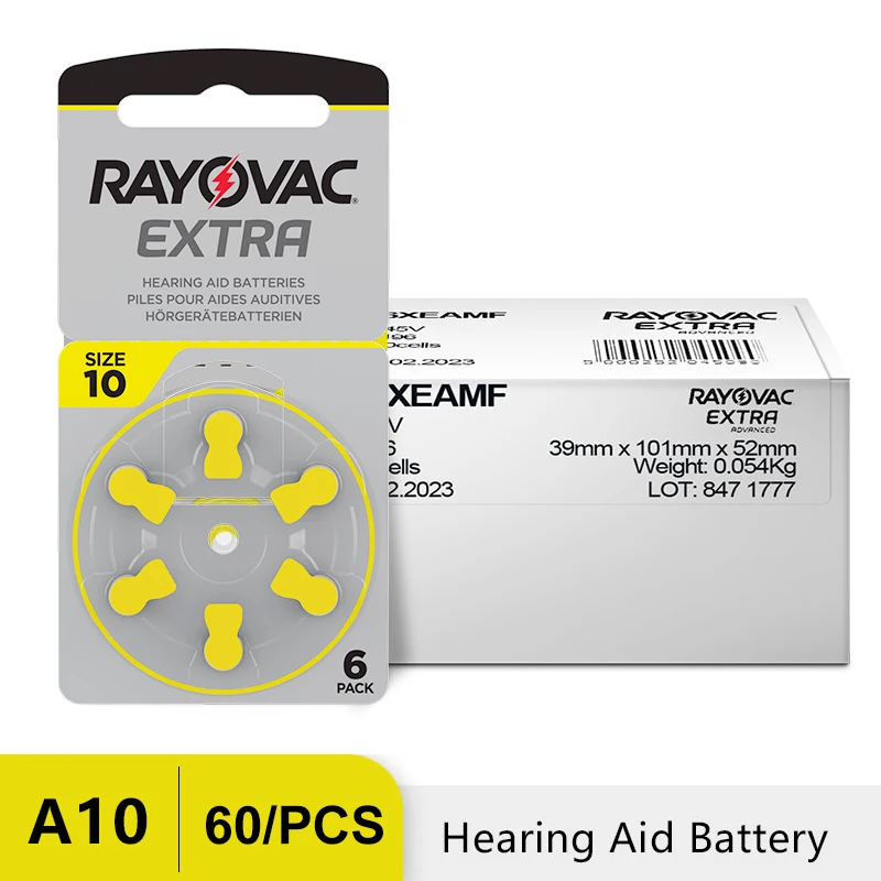 

60 PCS RAYOVAC EXTRA Zinc Air Performance Hearing Aid Batteries A10 10A 10 PR70 Hearing Aid Battery A10 Free Shipping