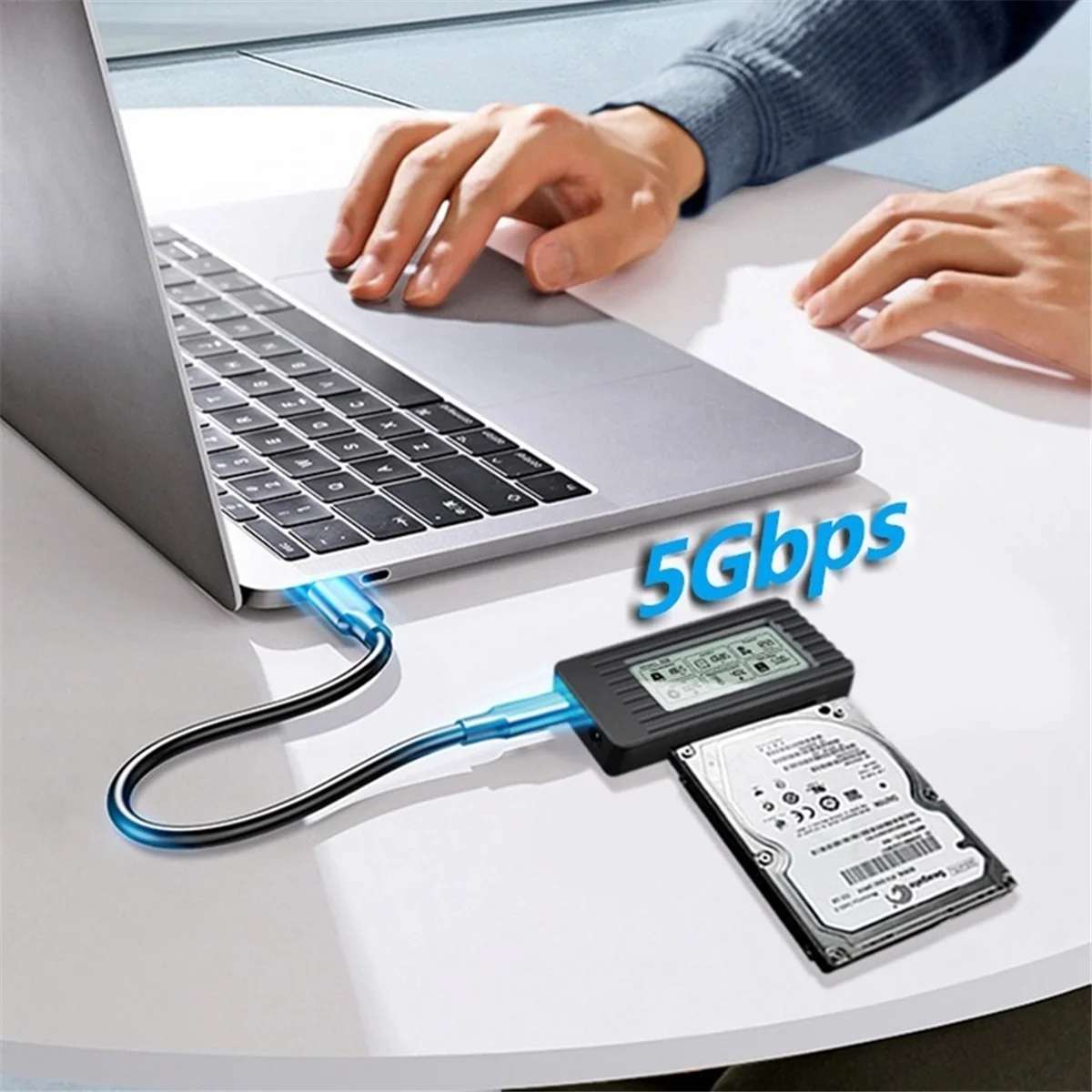 Фото Лучший чехол для жесткого диска ShuoLe USB 3.1, адаптер для жесткого диска 2,5/3,5 дюйма, интеллектуальный цифровой дисплей, кабель Easy Drive №1